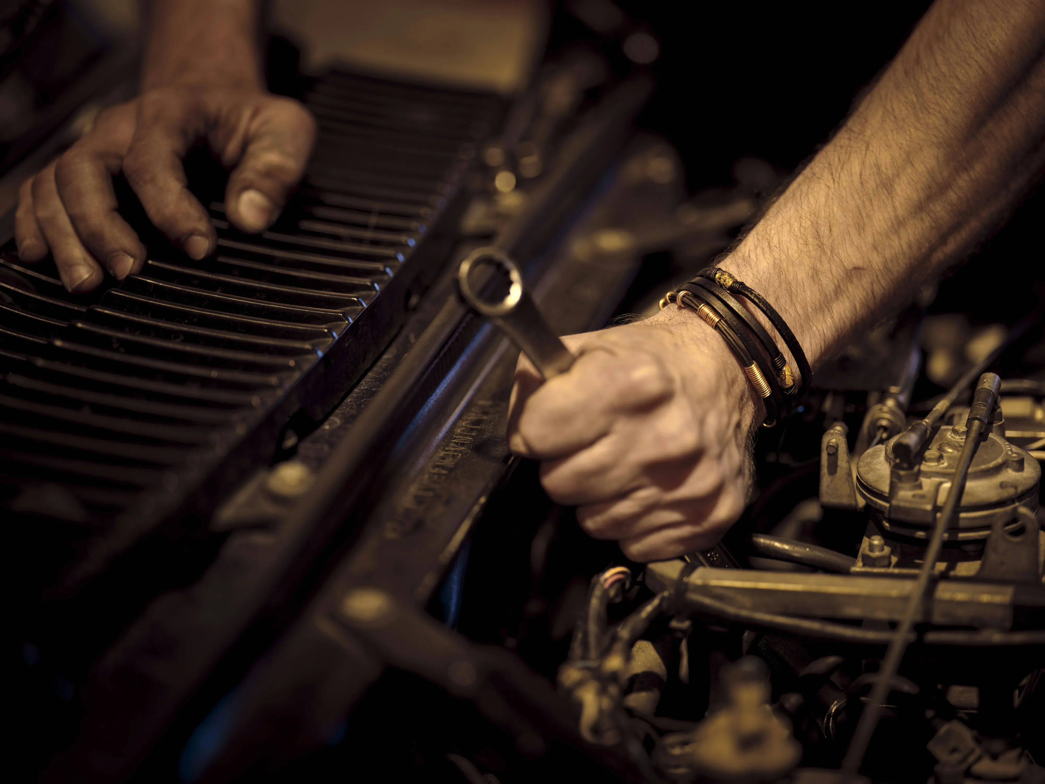 A close view of a diagnostic check on an off-road motorcycle